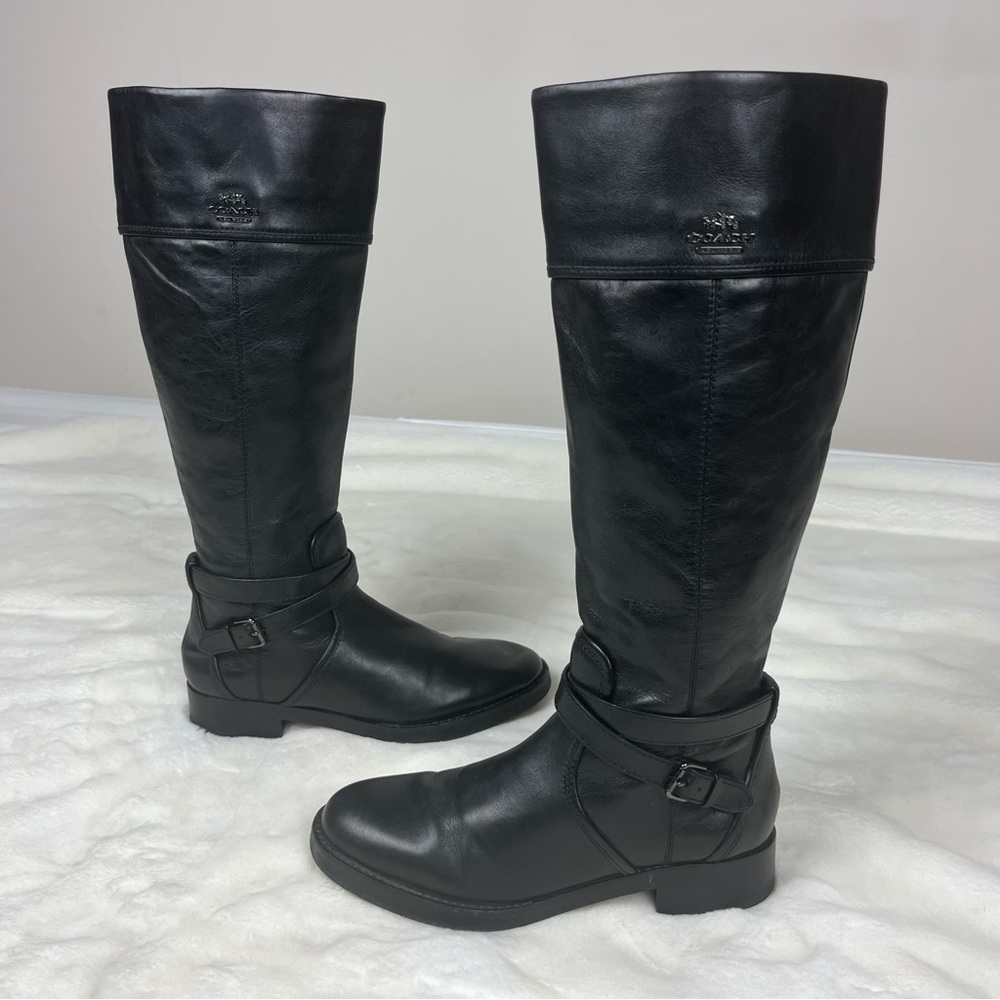 COACH LEATHER ELM KNEE HIGH BOOTS IN BLACK SIZE 6.5 - Picture 14 of 16
